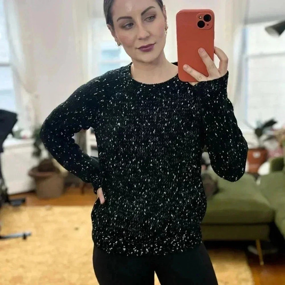 Forever 21 Spotted Black & White Crew Neck Cable Knit Pullover Sweater - Picture 2 of 10